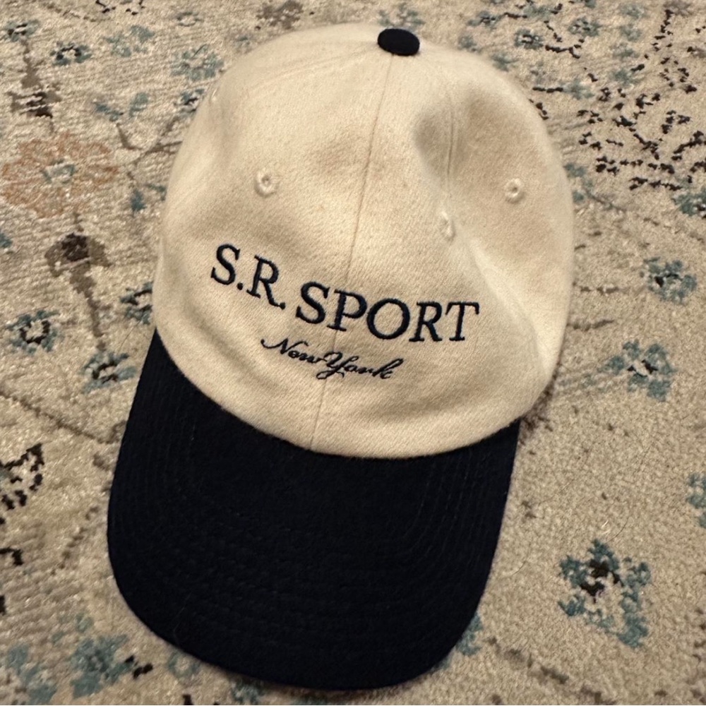 NOT FOR SALE!! Sporty & Rich SR Sport Flannel Hat in white/navy